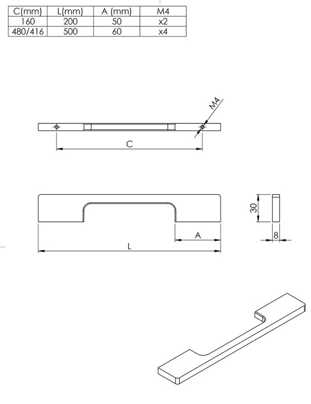 Úchytka Kira Černá matná